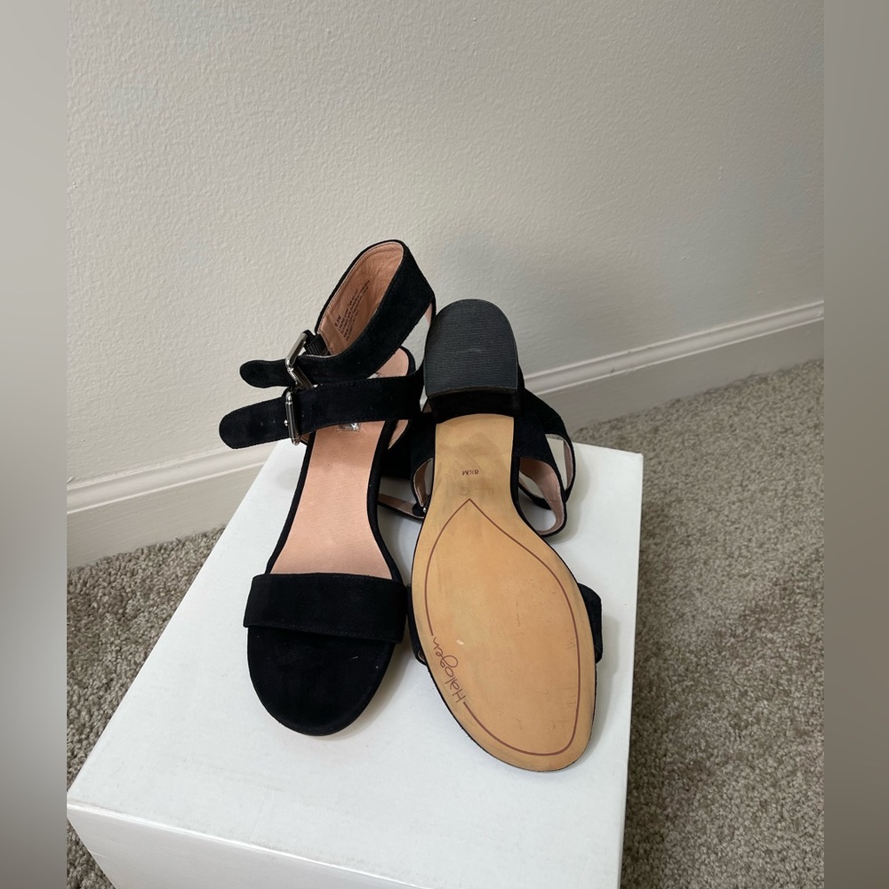 HALOGEN Black Faux Suede Heel Women Sandal Size 8.5M - Picture 11 of 11
